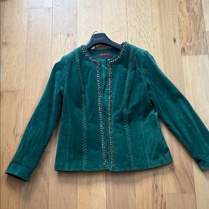 Halfulrnstun green suede jacket size large.